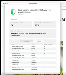 Safari Tracker Privacy Report