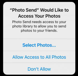 iOS 14 Photo Access Options Prompt