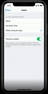 App Location Setting Screenshot