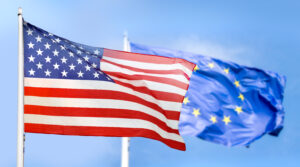 flag,usa,and,europe,isolated,on,sky,background