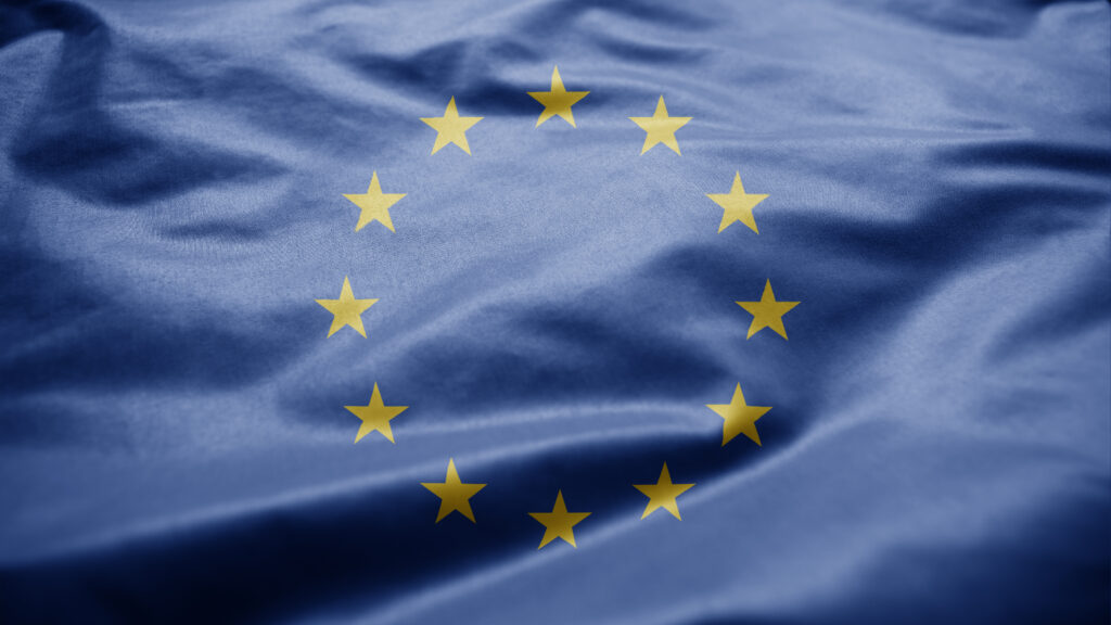 european,union,flag,waving,in,the,wind.,close,up,of