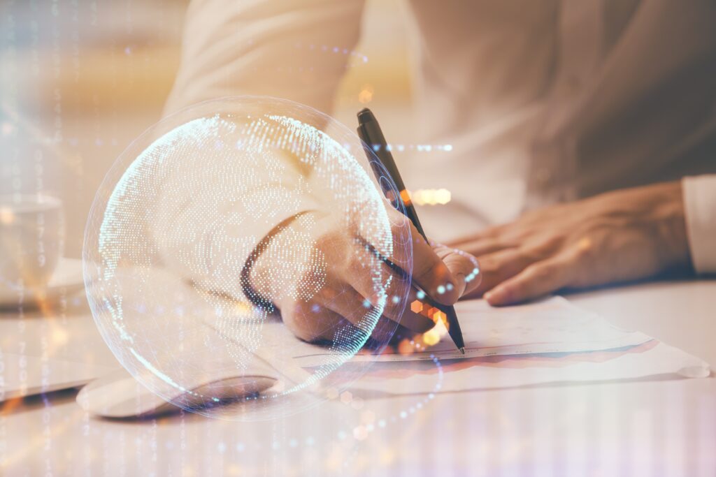 man's,hands,with,international,data,network,theme,double,exposure,icon.