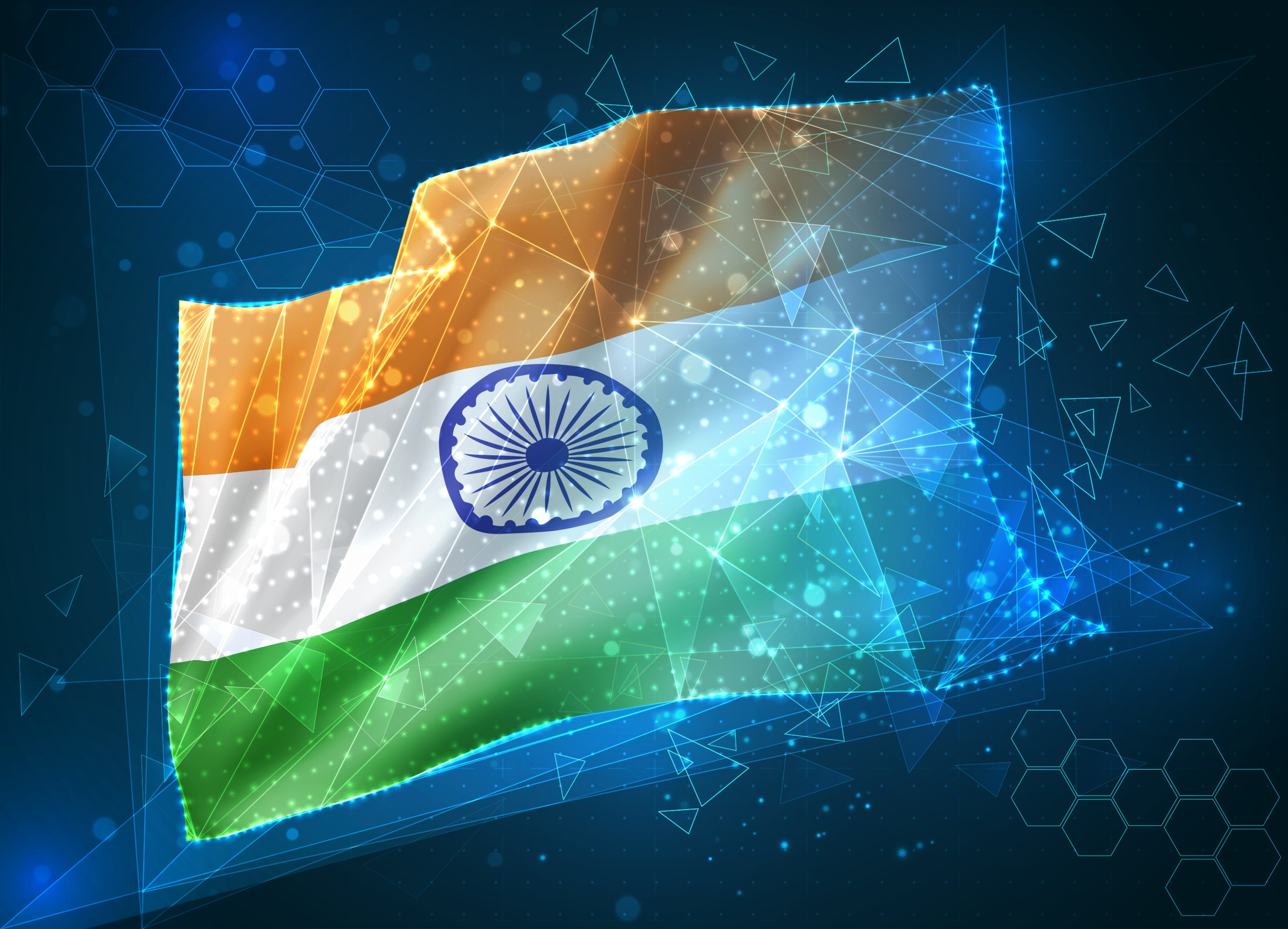 india,,vector,flag,,virtual,abstract,3d,object,from,triangular,polygons