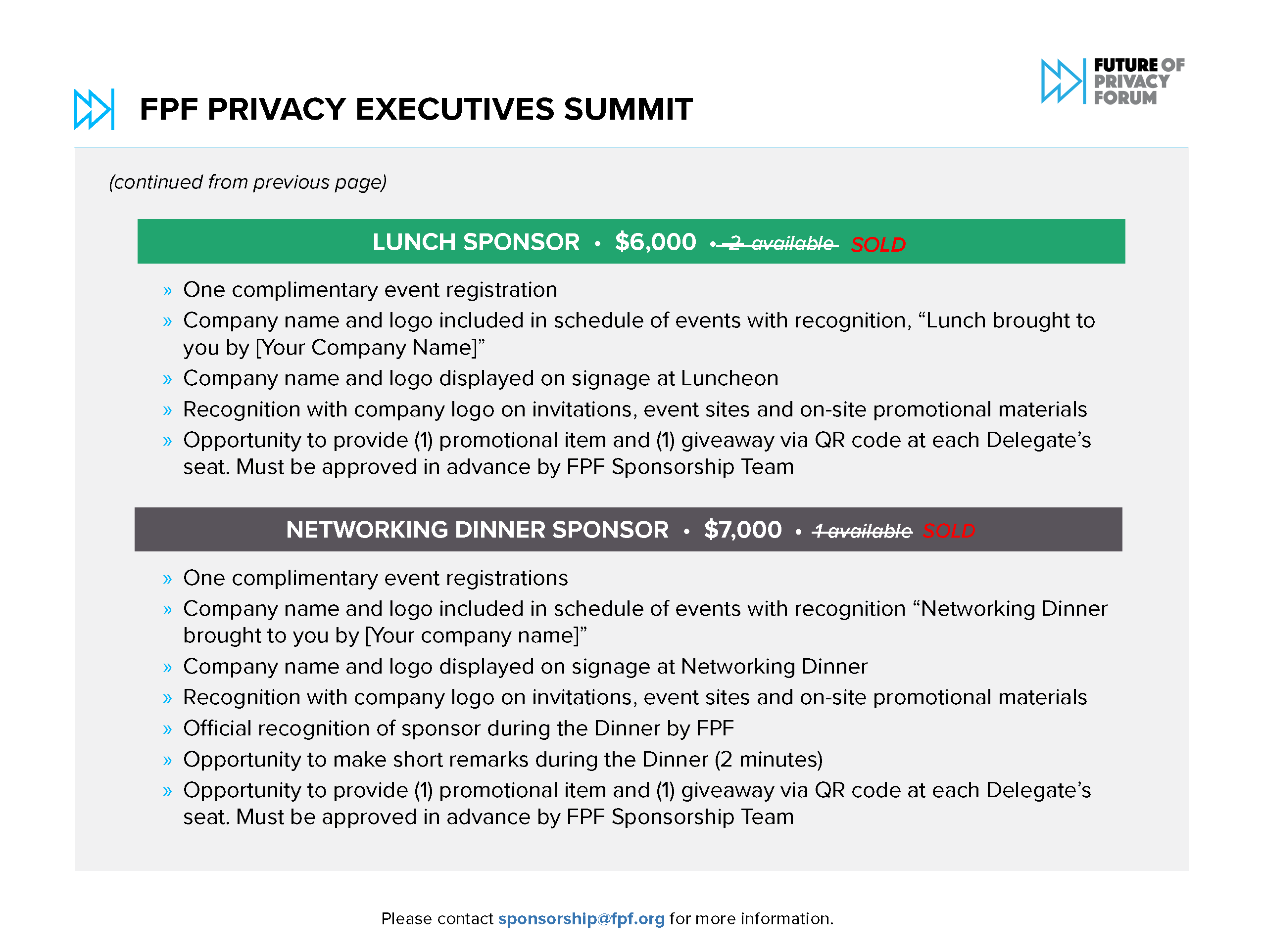 fpf sponsorship prospectus singles privacy executives summit page 2