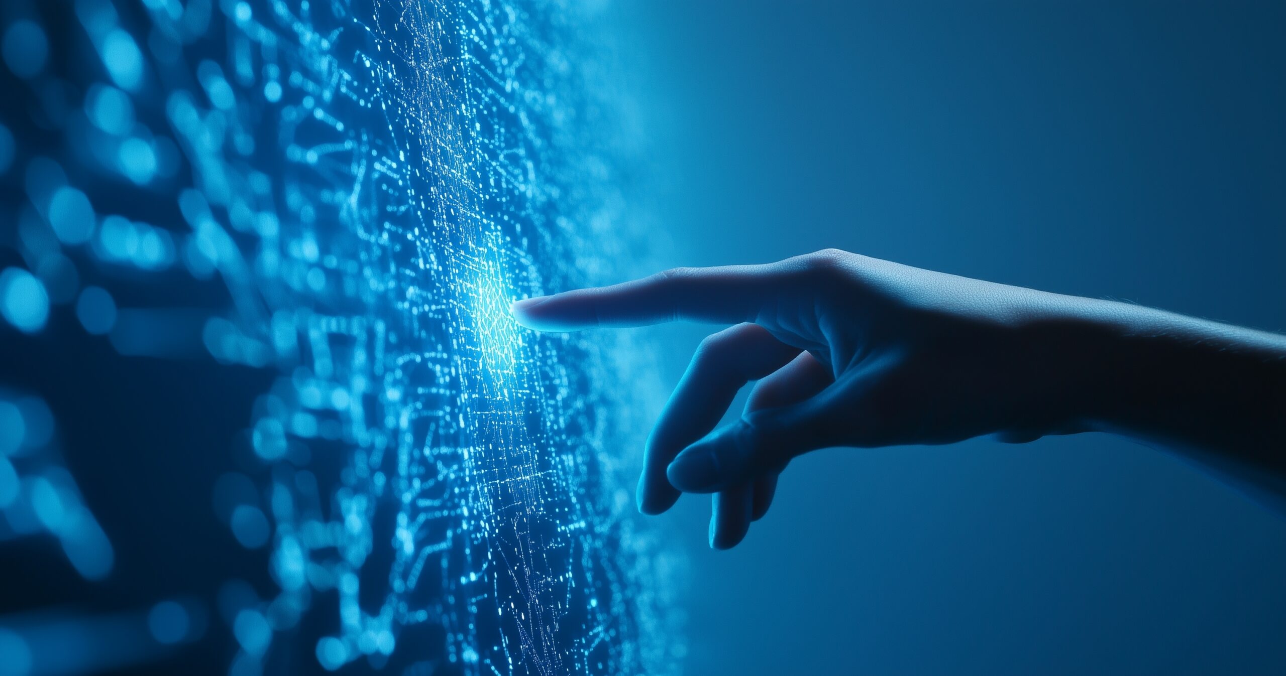 artificial,intelligence,and,human,hand,touching,with,digital,data,technology,
