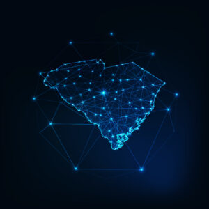 south,carolina,usa,map,glowing,silhouette,outline,made,of,stars