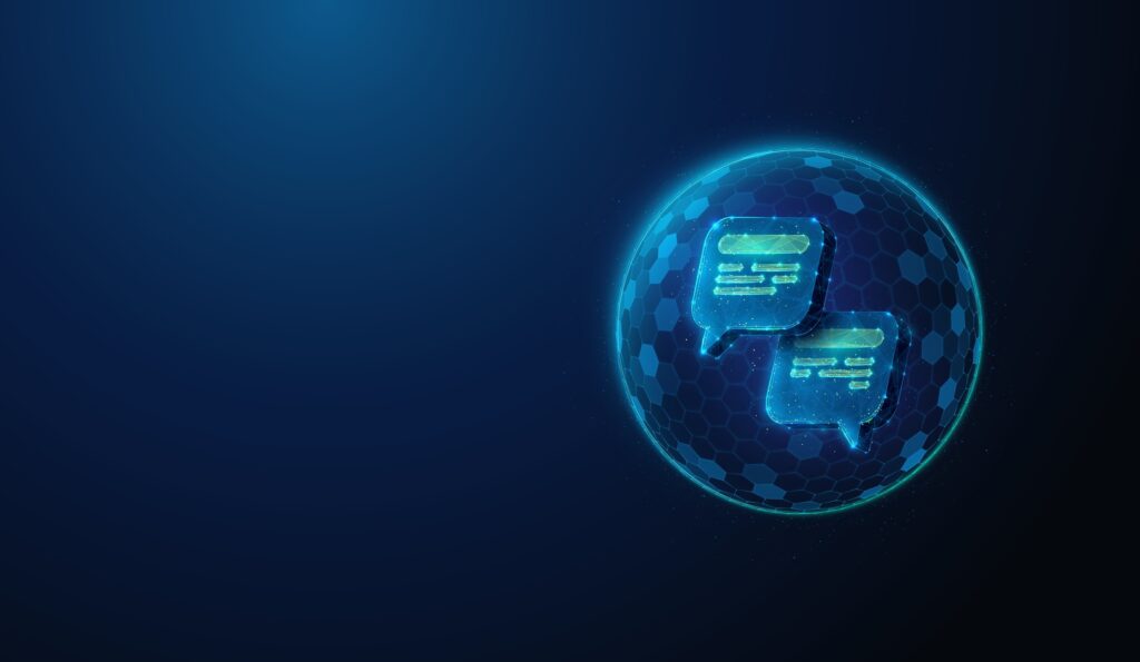 abstract,illustration,of,chat,bubbles,covered,by,protection,shield,in