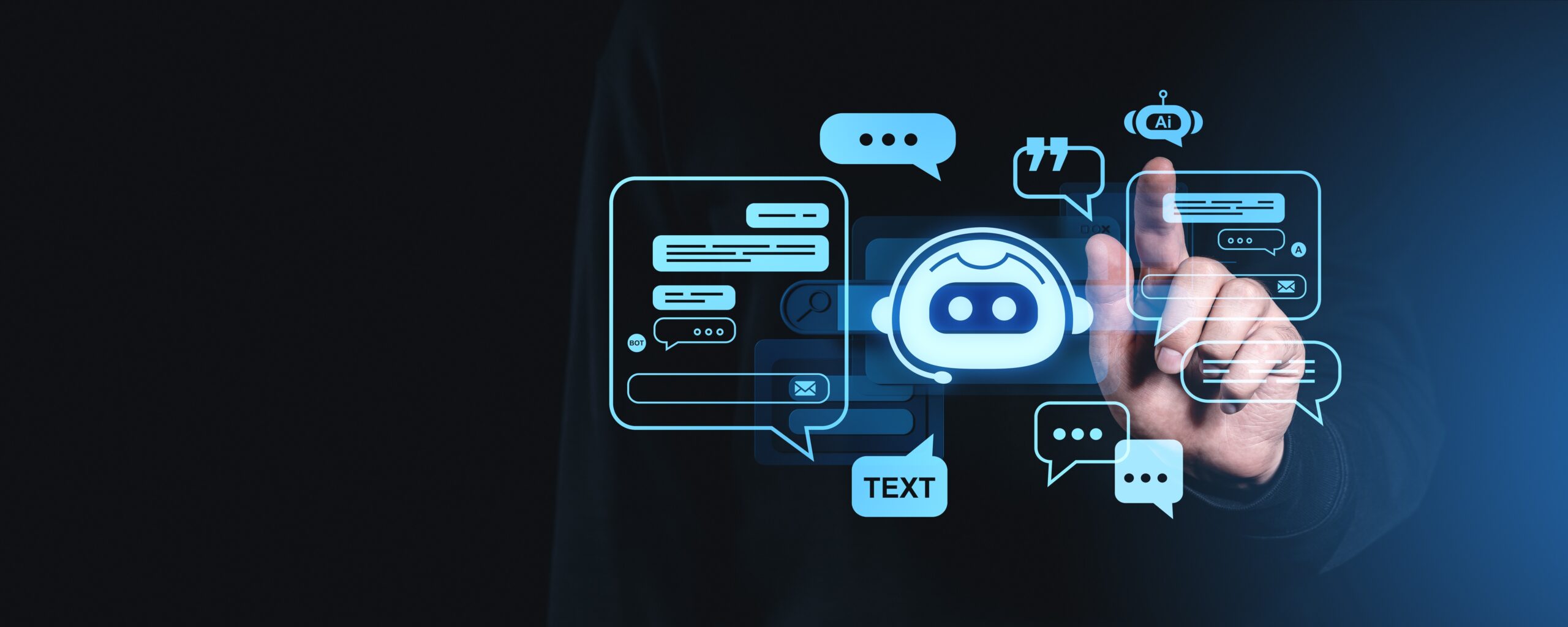 hand,interacting,with,glowing,ai,chatbot,icons,,futuristic,digital,interface,