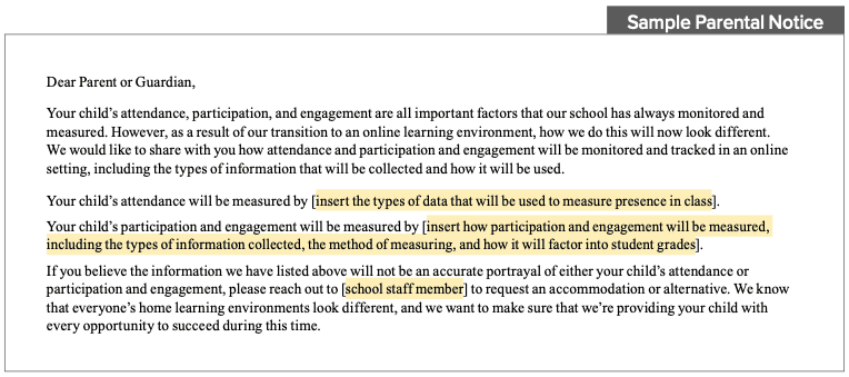 monitoring attendance and student engagement parent notice