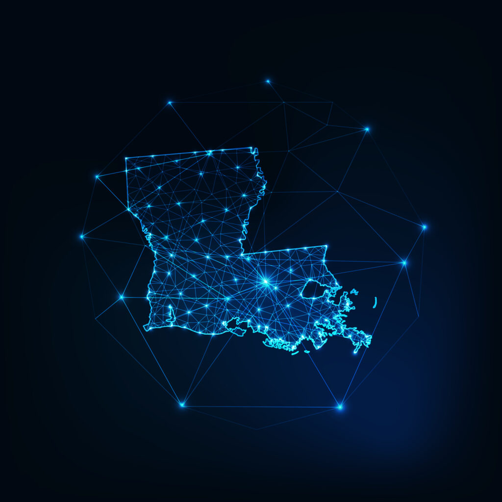 louisiana,state,usa,map,glowing,silhouette,outline,made,of,stars