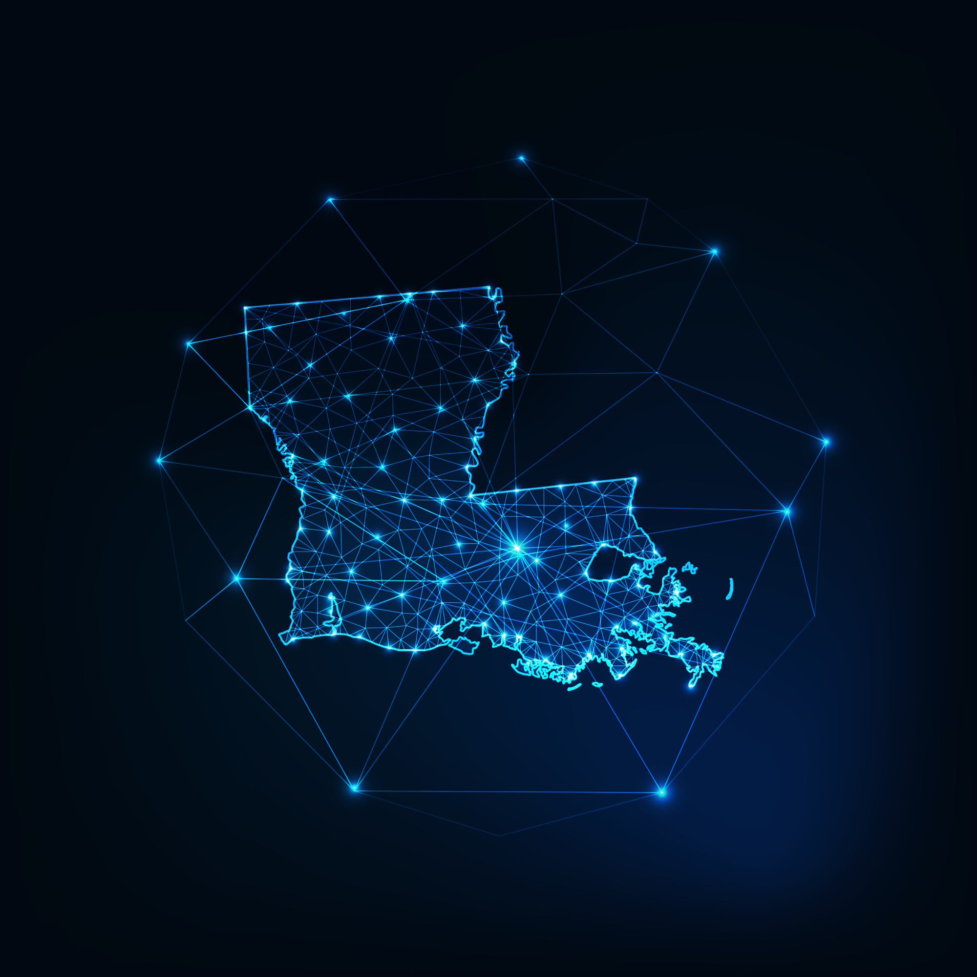 louisiana,state,usa,map,glowing,silhouette,outline,made,of,stars