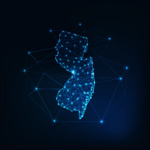 new,jersey,state,usa,map,glowing,silhouette,outline,made,of